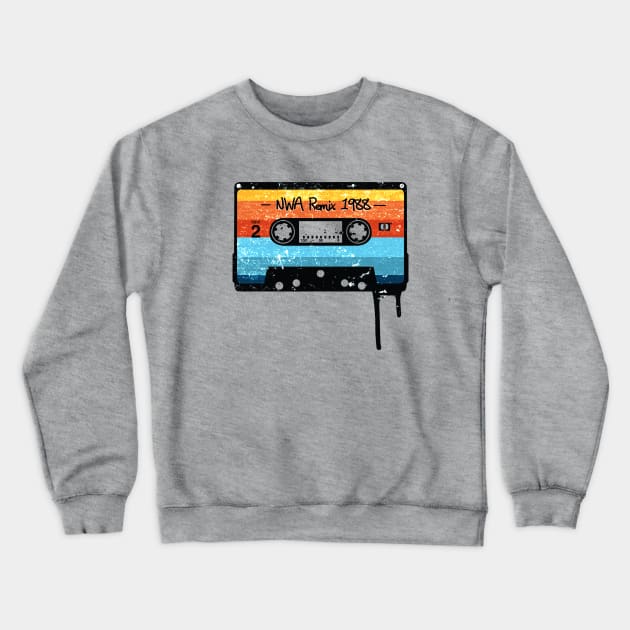 Retro Cassette Tape - NWA Remix 1988 Crewneck Sweatshirt by sticker happy